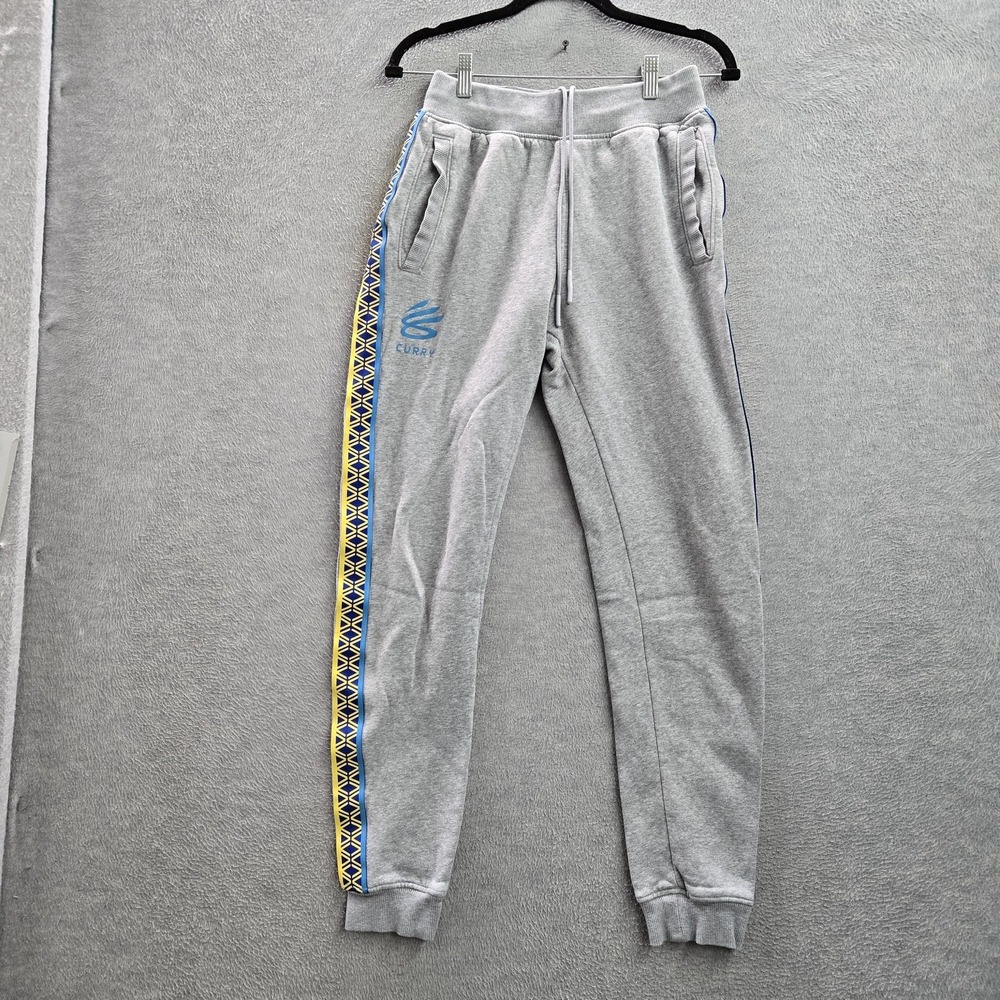 Under Armour x Steph Curry Men Activewear Pants S Gray Fleece Jogger